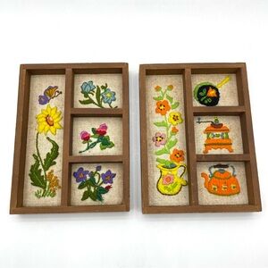 Vintage Colorful Embroidered Wall Art Set